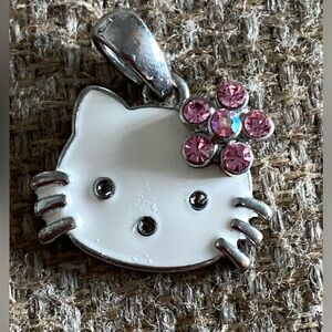 Vintage Sanrio Hello Kitty Charm Swarovski Crystal flower enamel charm necklace